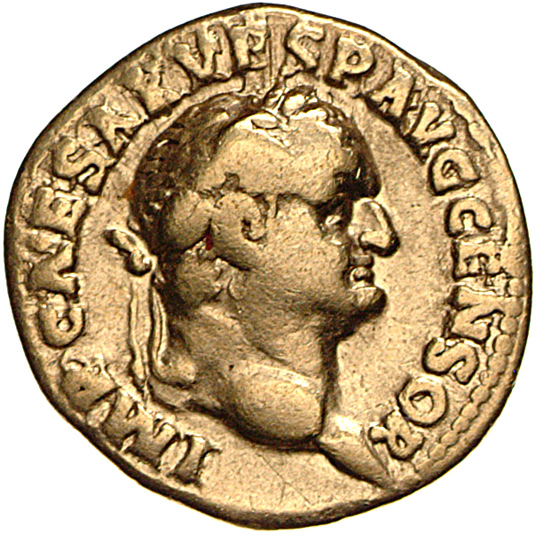 RIC II, Part 1 (second edition) Vespasian 516 Vespasian obverse, Head of Vespasian, laureate, right