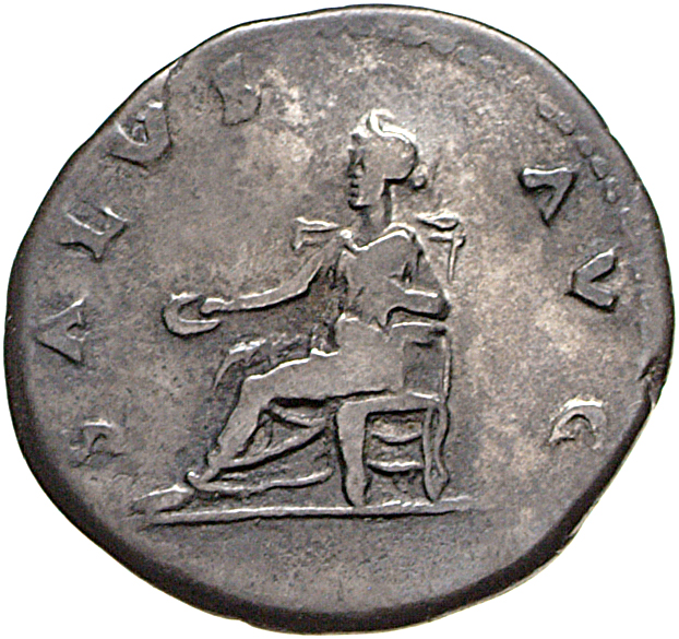 RIC II, Part 1 (second edition) Vespasian 522 Vespasian reverse, Salus seated left, holding patera