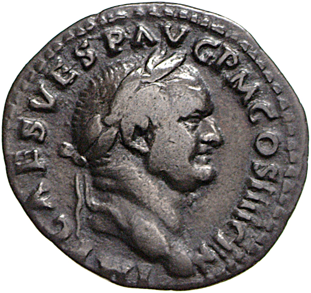 RIC II, Part 1 (second edition) Vespasian 522 Vespasian obverse, Head of Vespasian, laureate, right