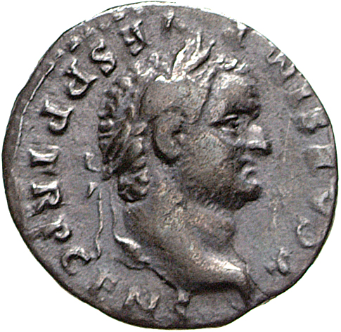 RIC II, Part 1 (second edition) Vespasian 535 Vespasian obverse, Head of Titus, laureate, right