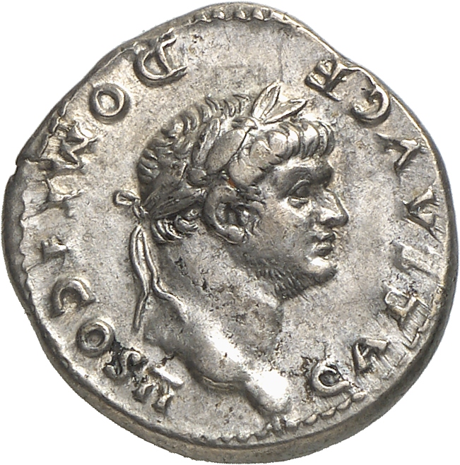 RIC II, Part 1 (second edition) Vespasian 541 Vespasian obverse, Head of Domitian, laureate, right