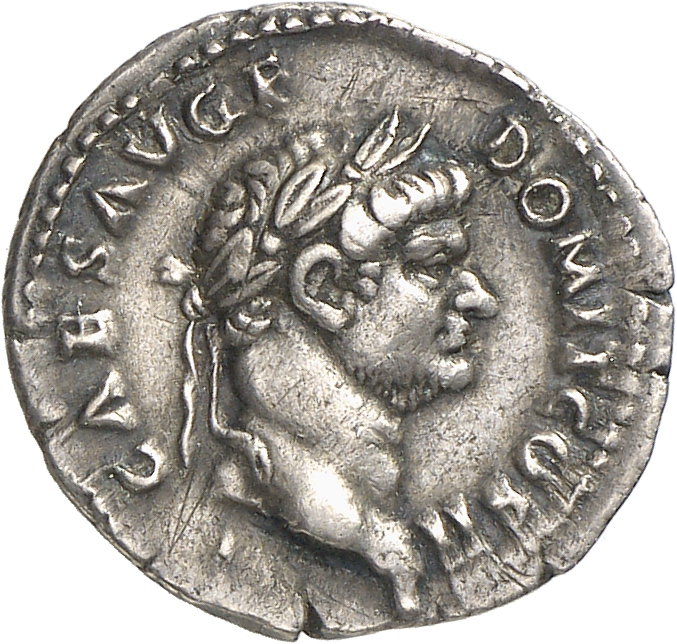 RIC II, Part 1 (second edition) Vespasian 541 Vespasian obverse, Head of Domitian, laureate, right
