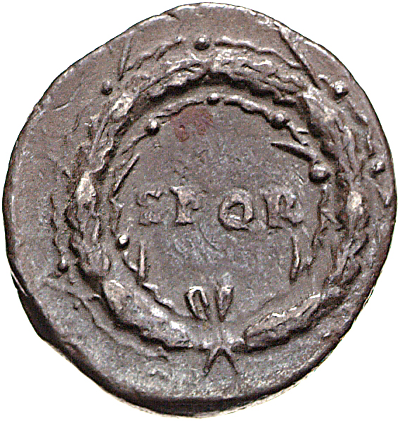 RIC II, Part 1 (second edition) Vespasian 547 Vespasian reverse, Legend in wreath