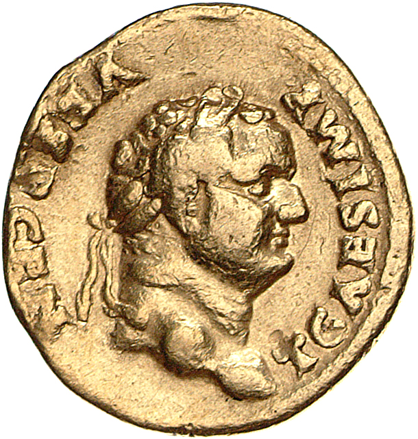 RIC II, Part 1 (second edition) Vespasian 551 Vespasian obverse, Head of Titus, laureate, right