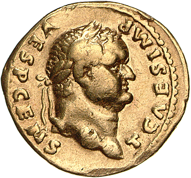 RIC II, Part 1 (second edition) Vespasian 555 Vespasian obverse, Head of Titus, laureate, right