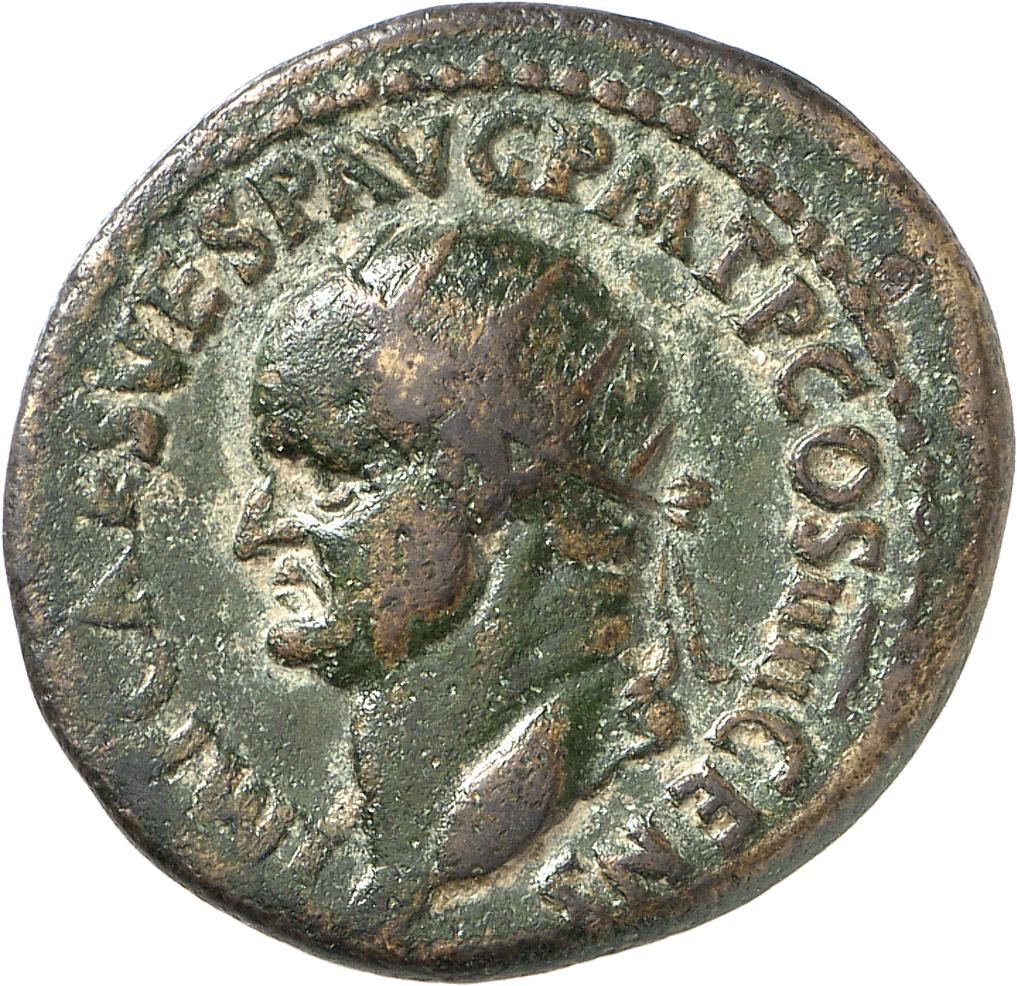 RIC II, Part 1 (second edition) Vespasian 581 Vespasian obverse, Head of Vespasian, radiate, left