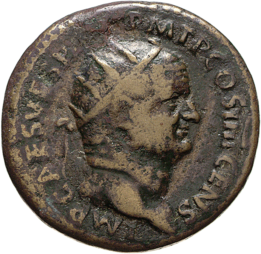 RIC II, Part 1 (second edition) Vespasian 586 Vespasian obverse, Head of Vespasian, radiate, right