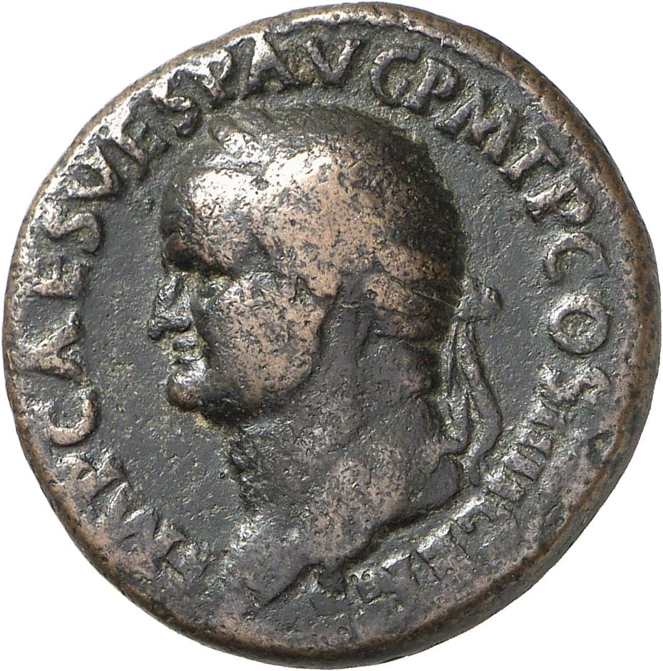 RIC II, Part 1 (second edition) Vespasian 588 Vespasian obverse, Head of Vespasian, laureate, left