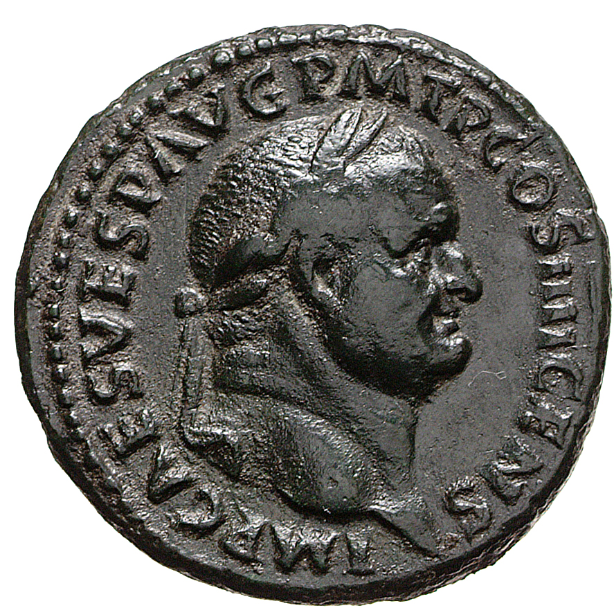 RIC II, Part 1 (second edition) Vespasian 589 Vespasian obverse, Head of Vespasian, laureate, right