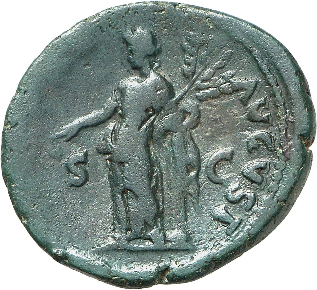 RIC II, Part 1 (second edition) Vespasian 589 Vespasian reverse, Pax standing left leaning on column, holding caduceus and...