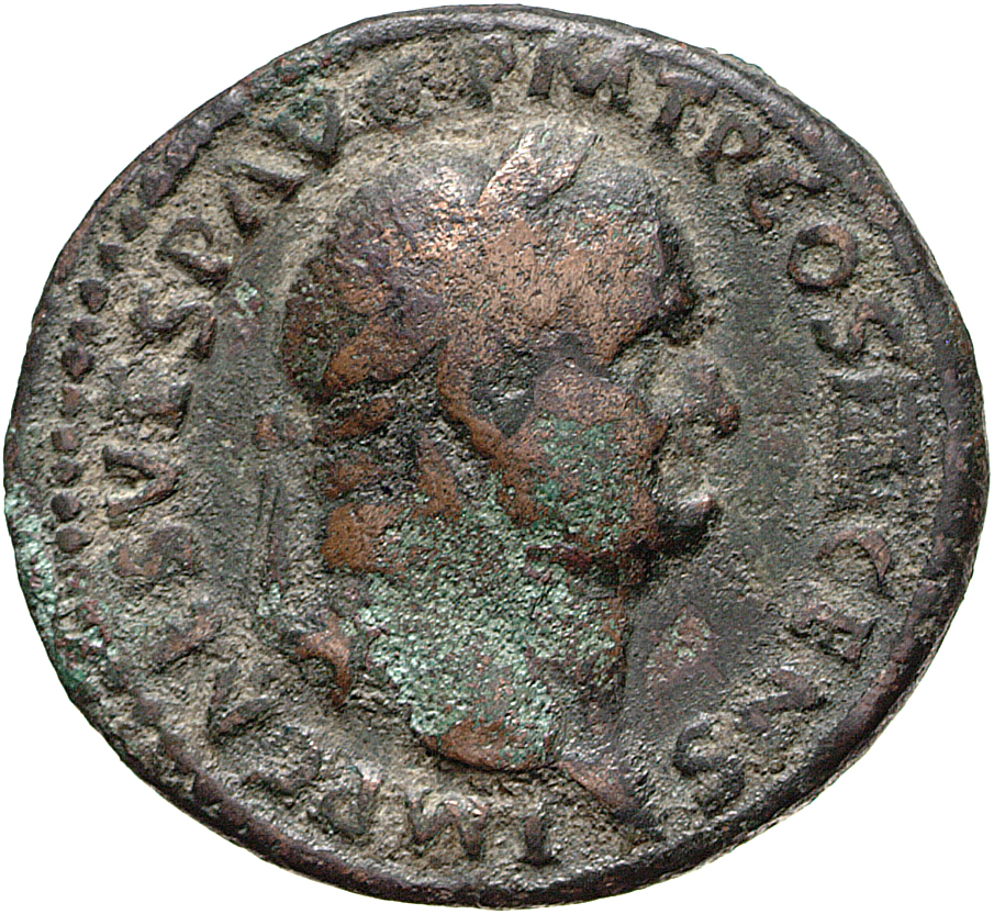 RIC II, Part 1 (second edition) Vespasian 591 Vespasian obverse, Head of Vespasian, laureate, right