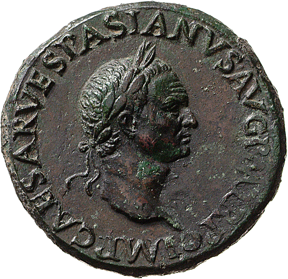 RIC II, Part 1 (second edition) Vespasian 61 Vespasian obverse, Head of Vespasian, laureate, right; globe at point of neck