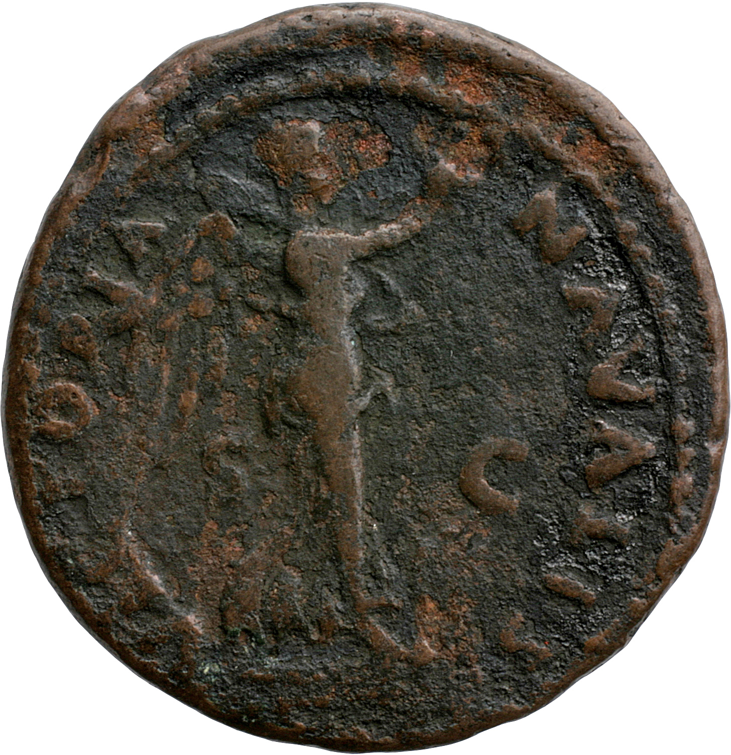 RIC II, Part 1 (second edition) Vespasian 644 Vespasian reverse, Victory standing right on prow, holding wreath and palm