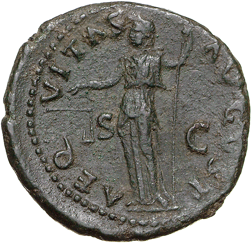 RIC II, Part 1 (second edition) Vespasian 657 Vespasian reverse, Aequitas standing left, holding scales and rod
