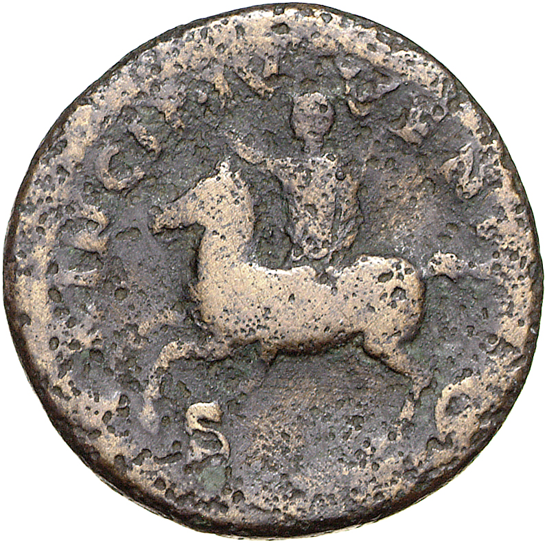 RIC II, Part 1 (second edition) Vespasian 662 Vespasian reverse, Domitian riding left, holding sceptre in left hand, and r...