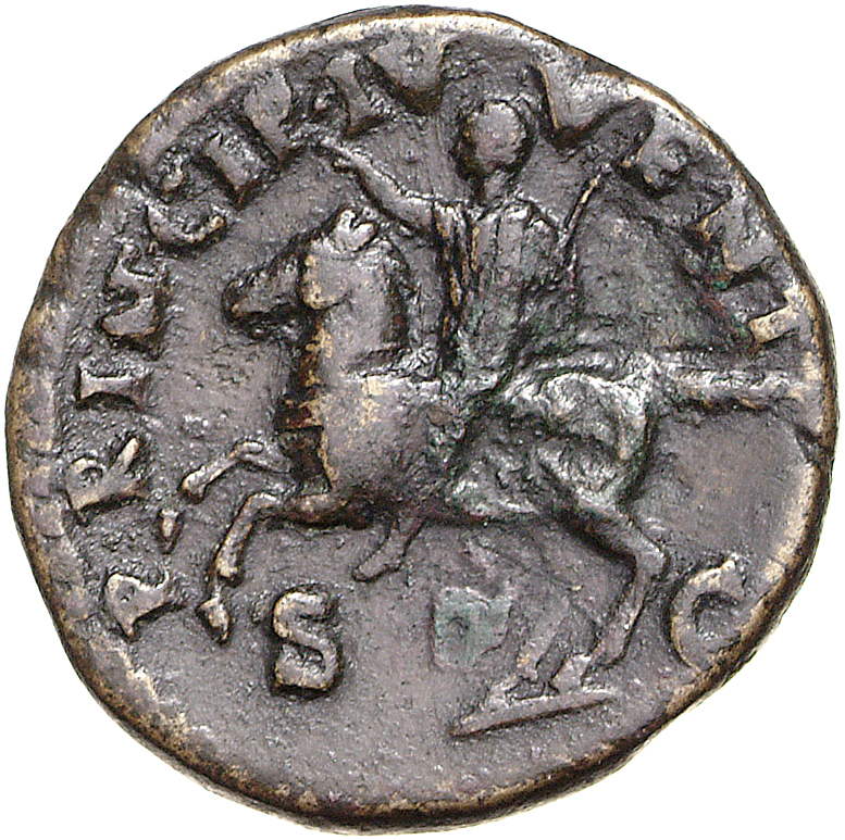 RIC II, Part 1 (second edition) Vespasian 662 Vespasian reverse, Domitian riding left, holding sceptre in left hand, and r...