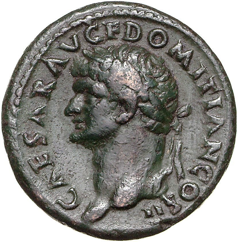 RIC II, Part 1 (second edition) Vespasian 670 Vespasian obverse, Head of Domitian, laureate, left