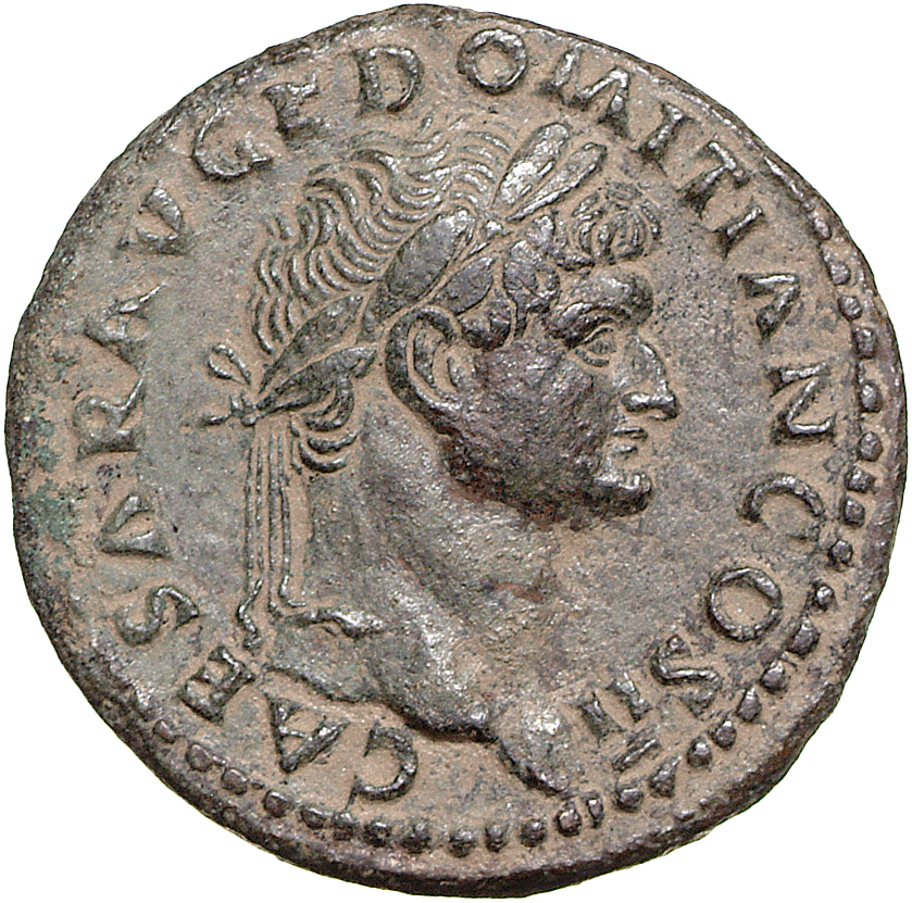 RIC II, Part 1 (second edition) Vespasian 672 Vespasian obverse, Head of Domitian, laureate, right