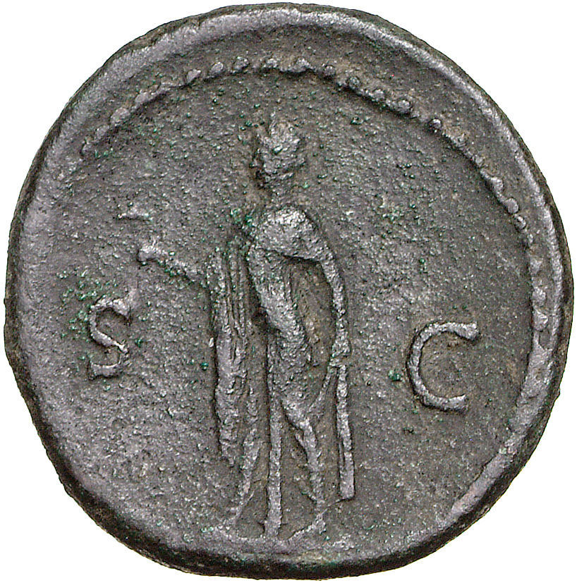 RIC II, Part 1 (second edition) Vespasian 674 Vespasian reverse, Spes standing left, holding flower in right and raising s...