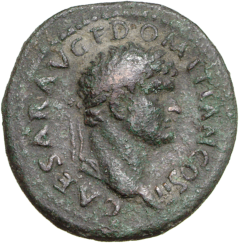 RIC II, Part 1 (second edition) Vespasian 674 Vespasian obverse, Head of Domitian, laureate, right