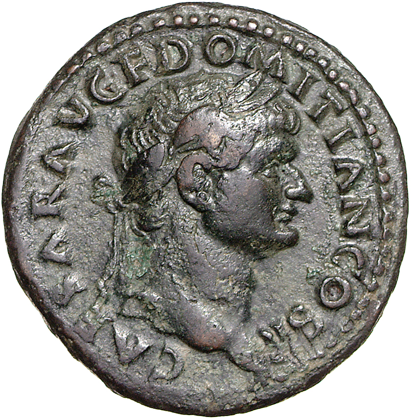 RIC II, Part 1 (second edition) Vespasian 676 Vespasian obverse, Head of Domitian, laureate, right