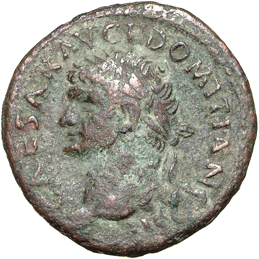 RIC II, Part 1 (second edition) Vespasian 677 Vespasian obverse, Head of Domitian, laureate, left