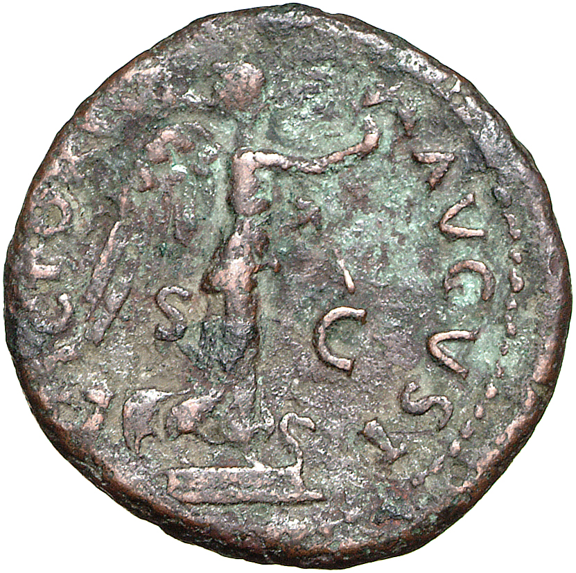RIC II, Part 1 (second edition) Vespasian 677 Vespasian reverse, Victory standing right on prow, holding wreath and palm