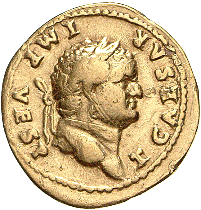 RIC II, Part 1 (second edition) Vespasian 696 Vespasian obverse, Head of Titus, laureate, right