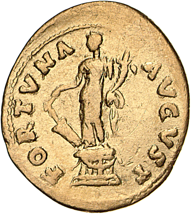 RIC II, Part 1 (second edition) Vespasian 699 Vespasian reverse, Fortuna standing left on base, holding rudder and cornuco...