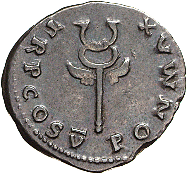 RIC II, Part 1 (second edition) Vespasian 703 Vespasian reverse, Winged caduceus, upright