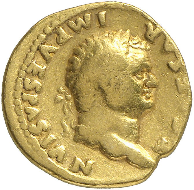 RIC II, Part 1 (second edition) Vespasian 707 Vespasian obverse, Head of Titus, laureate, right