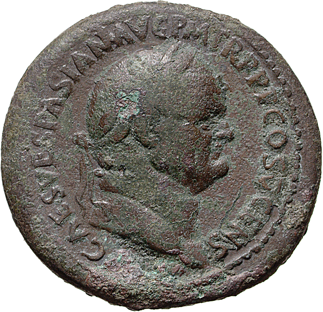 RIC II, Part 1 (second edition) Vespasian 712 Vespasian obverse, Head of Vespasian, laureate, right