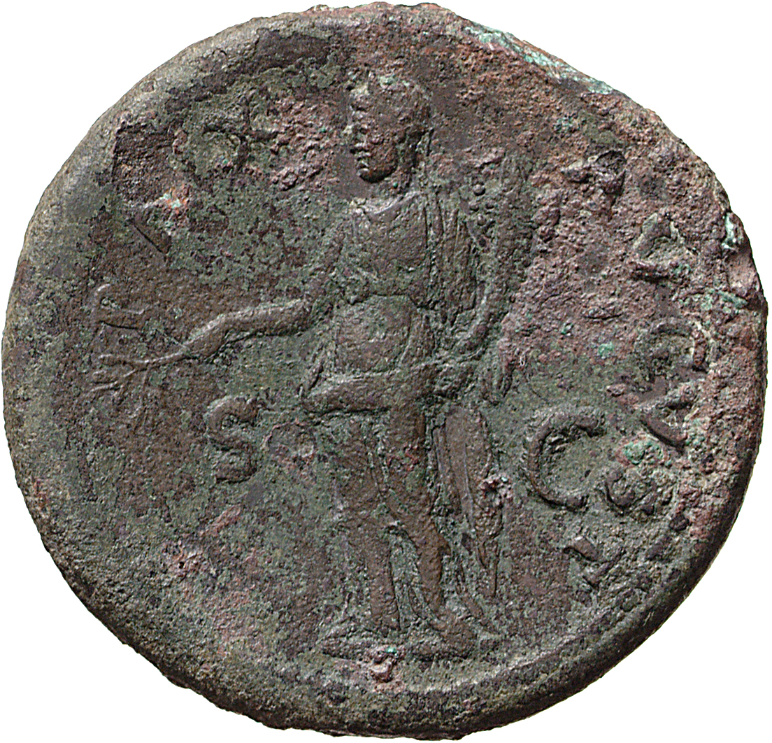 RIC II, Part 1 (second edition) Vespasian 712 Vespasian reverse, Pax standing left, holding branch and cornucopiae