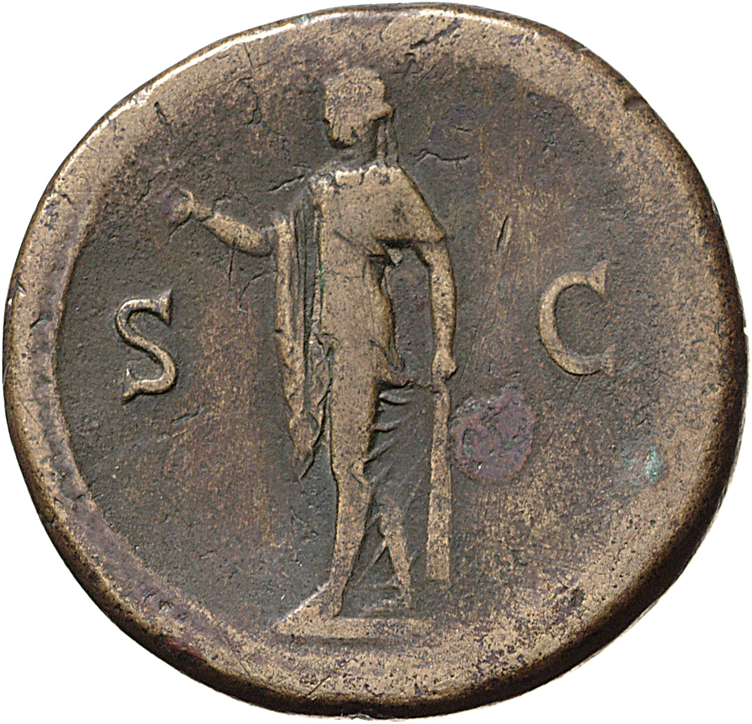 RIC II, Part 1 (second edition) Vespasian 713 Vespasian reverse, Spes standing left, holding flower