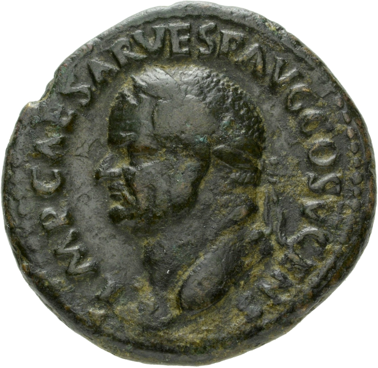 RIC II, Part 1 (second edition) Vespasian 731 Vespasian obverse, Head of Vespasian, laureate, left