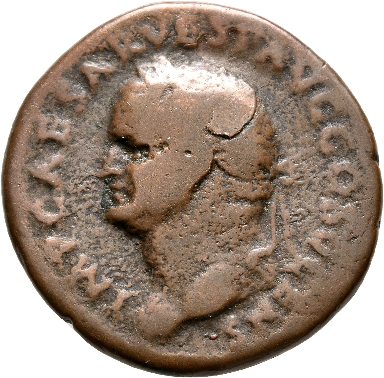 RIC II, Part 1 (second edition) Vespasian 731 Vespasian obverse, Head of Vespasian, laureate, left