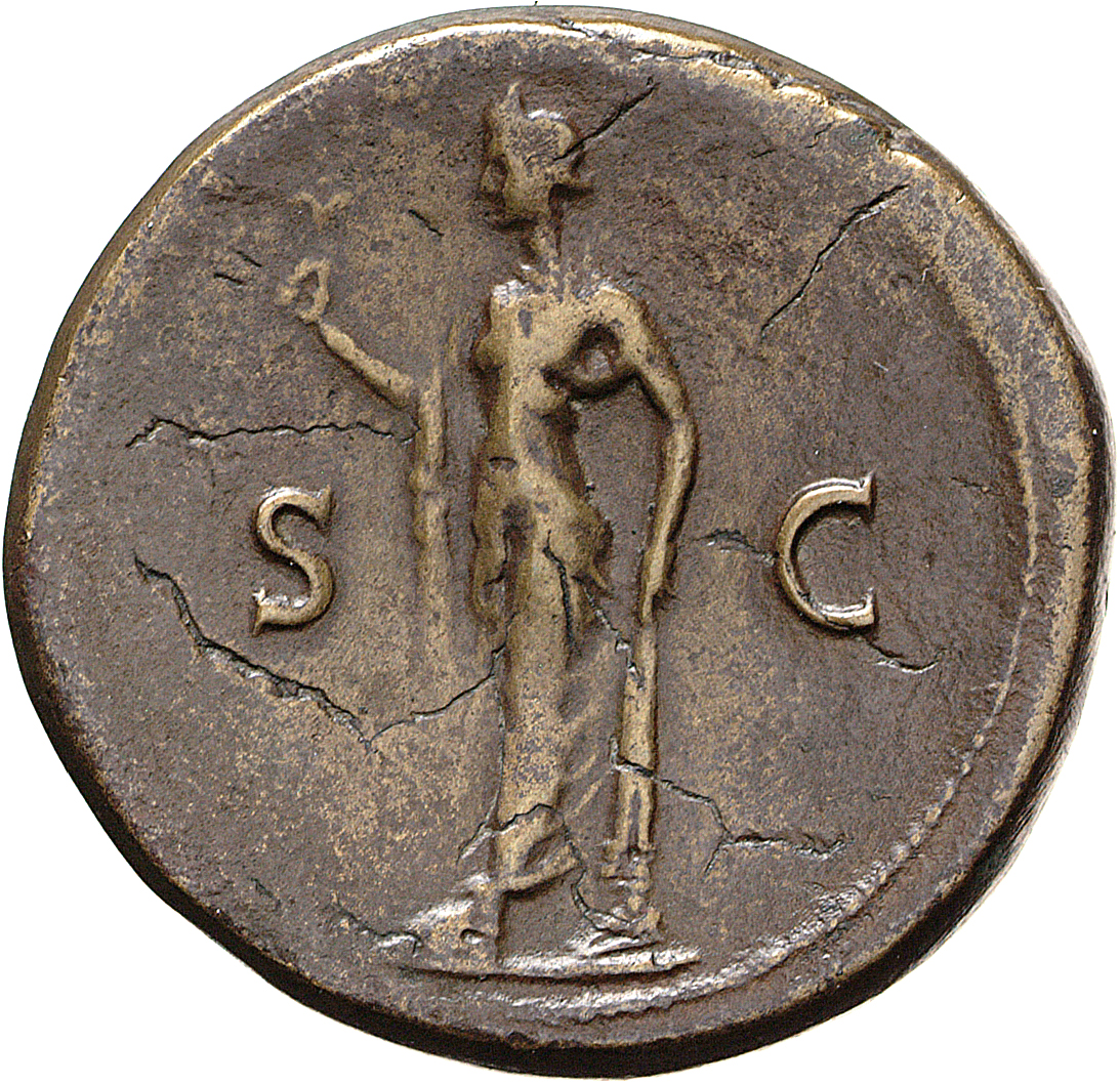 RIC II, Part 1 (second edition) Vespasian 739 Vespasian reverse, Spes standing left, holding flower