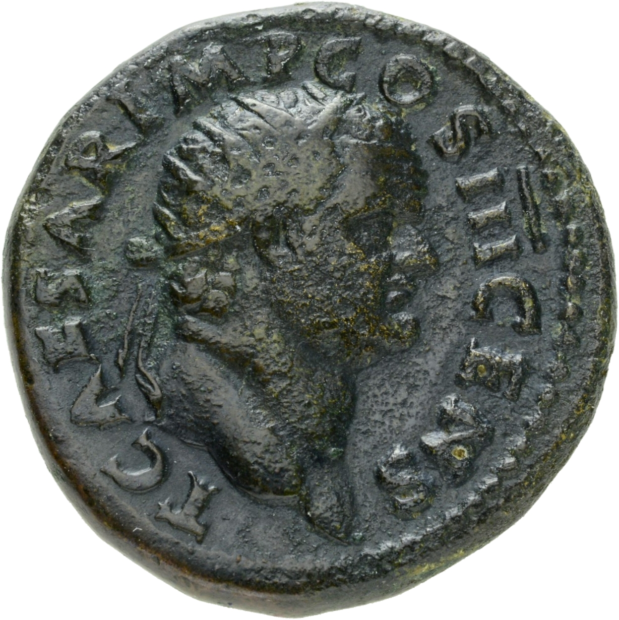 RIC II, Part 1 (second edition) Vespasian 742 Vespasian obverse, Head of Titus, radiate, right