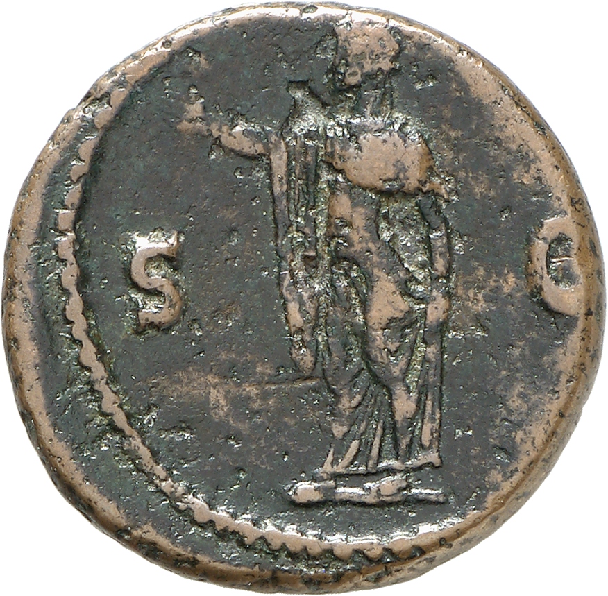 RIC II, Part 1 (second edition) Vespasian 751 Vespasian reverse, Spes standing left, holding flower