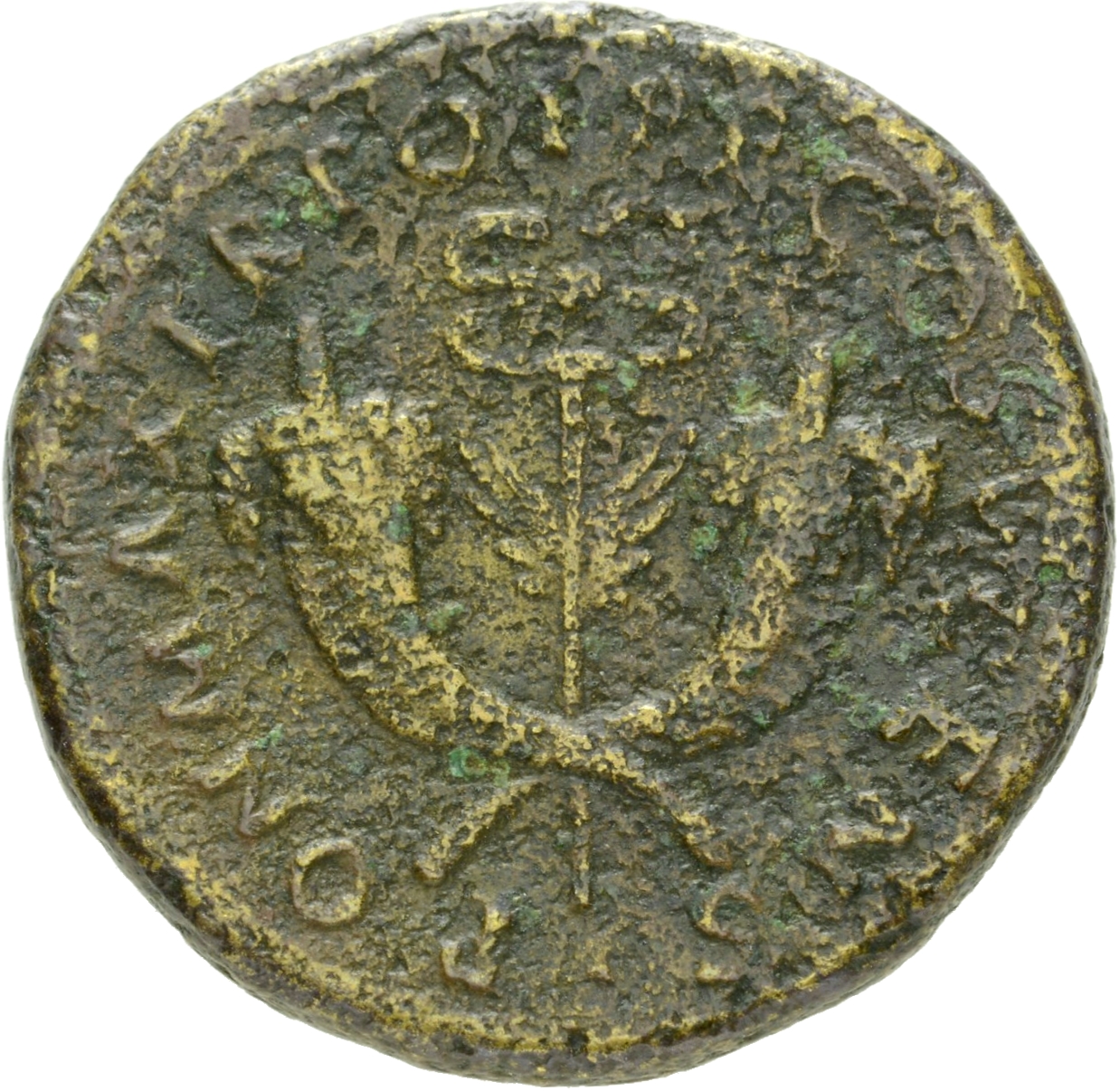 RIC II, Part 1 (second edition) Vespasian 757 Vespasian reverse, Winged caduceus upright between crossed cornucopiae