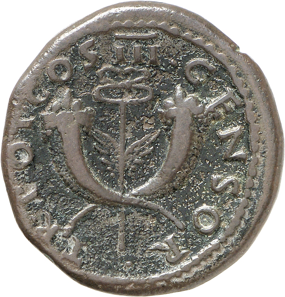 RIC II, Part 1 (second edition) Vespasian 762 Vespasian reverse, Winged caduceus upright between crossed cornucopiae