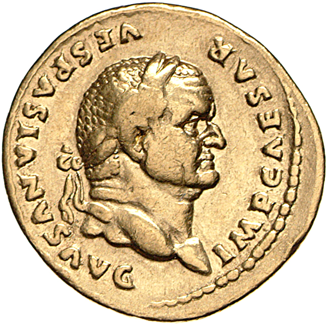 RIC II, Part 1 (second edition) Vespasian 768 Vespasian obverse, Head of Vespasian, laureate, right