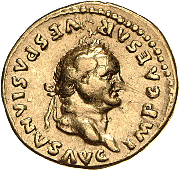 RIC II, Part 1 (second edition) Vespasian 770 Vespasian obverse, Head of Vespasian, laureate, right