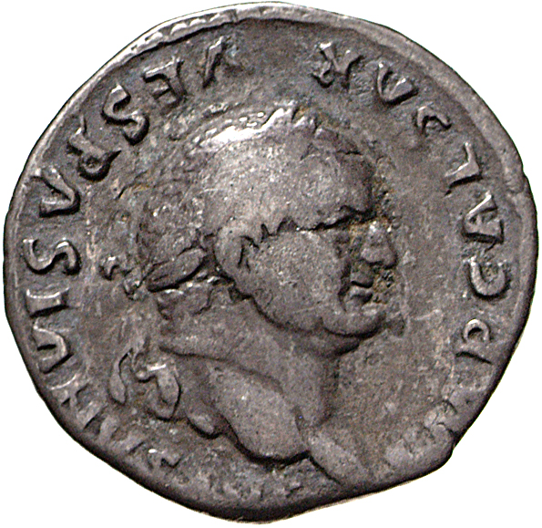 RIC II, Part 1 (second edition) Vespasian 777 Vespasian obverse, Head of Vespasian, laureate, right