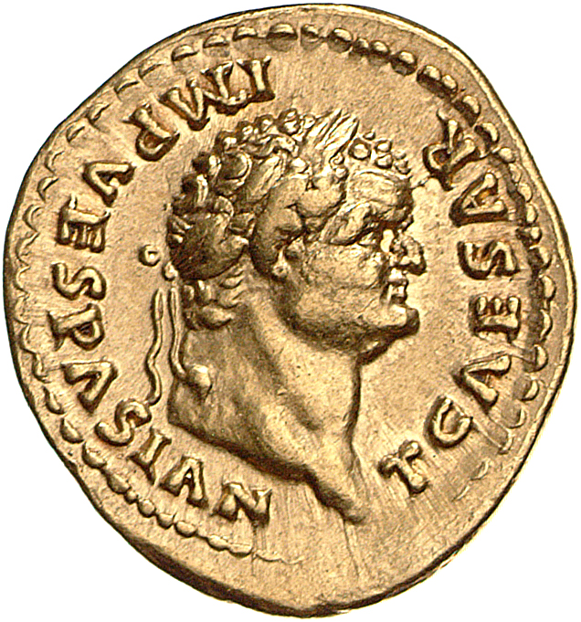 RIC II, Part 1 (second edition) Vespasian 780 Vespasian obverse, Head of Titus, laureate, right