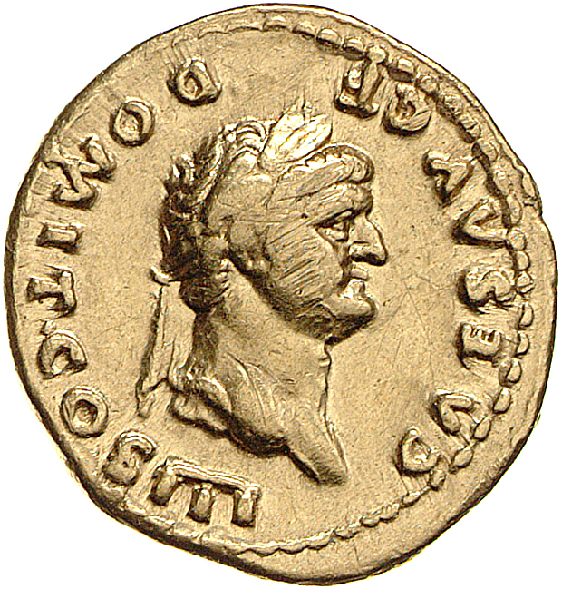 RIC II, Part 1 (second edition) Vespasian 787 Vespasian obverse, Head of Domitian, laureate, right