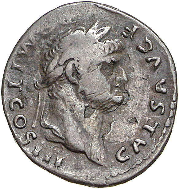 RIC II, Part 1 (second edition) Vespasian 788 Vespasian obverse, Head of Domitian, laureate, right