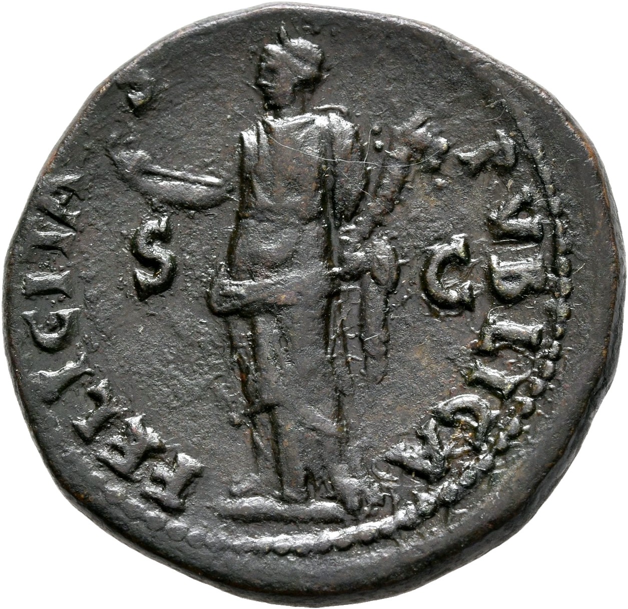 RIC II, Part 1 (second edition) Vespasian 818 Vespasian reverse, Felicitas, draped, standing left, holding winged caduceus...