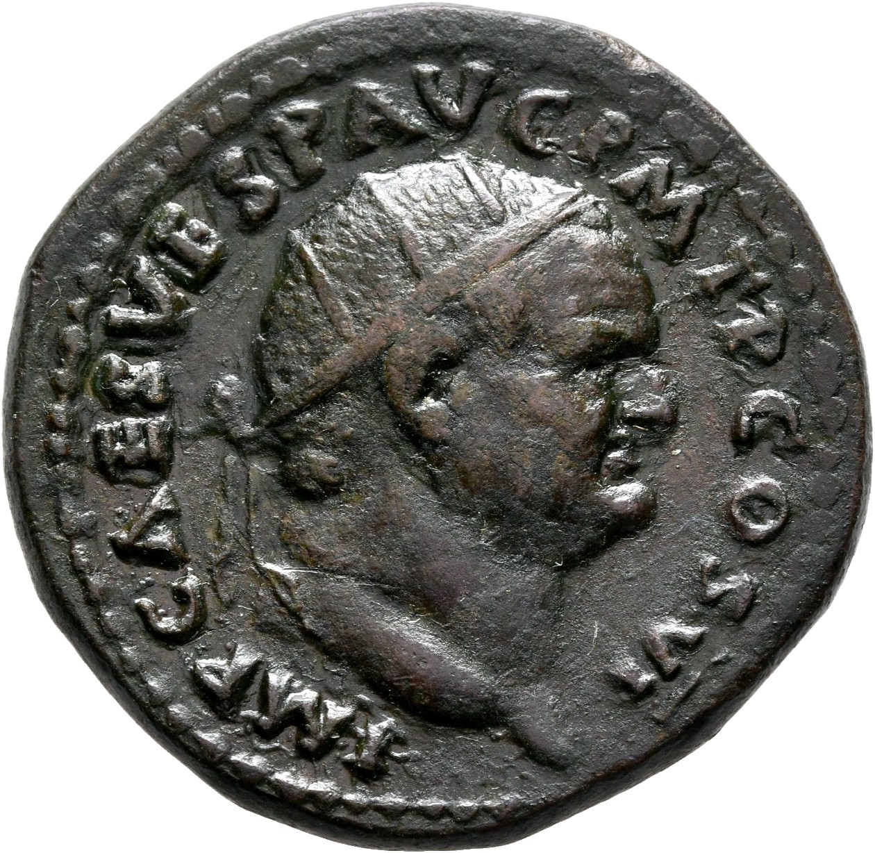 RIC II, Part 1 (second edition) Vespasian 818 Vespasian obverse, Head of Vespasian, radiate, right