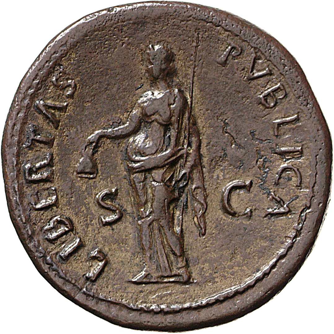 RIC II, Part 1 (second edition) Vespasian 82 Vespasian reverse, Libertas standing left, holding pileus and rod